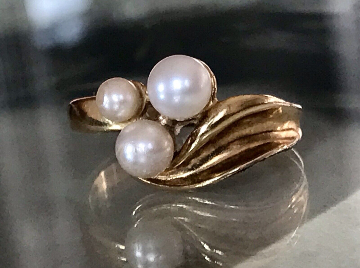 Majorica Edel DAMEN RING Perlen Gr.56 57 vergoldet 925 Silber
