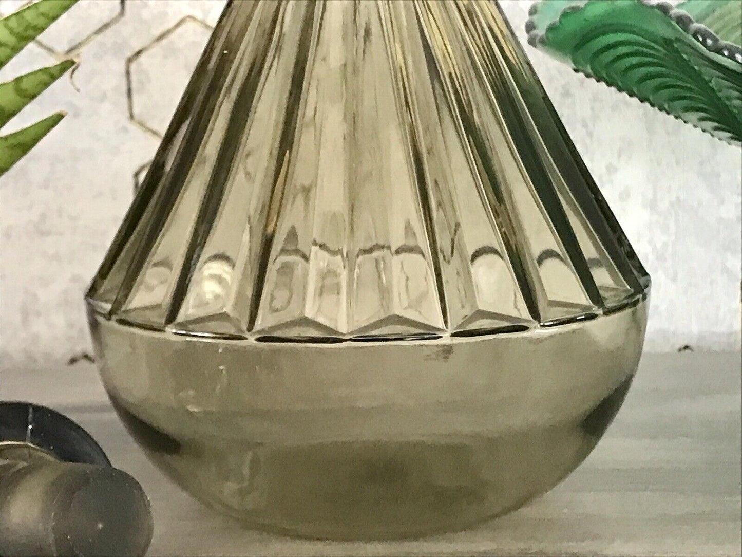 Antik Art Déco Bauhaus Glas Karaffe Dekanter Rauchglas wundervoll