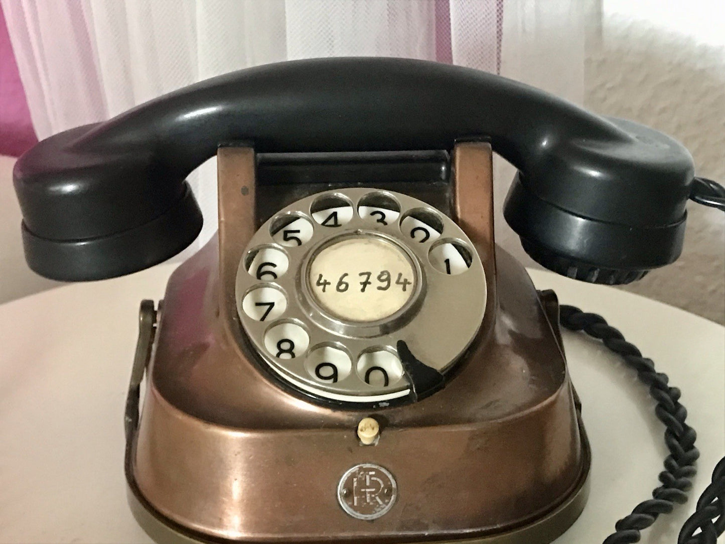 alt 50er beinahe antik FTR Bell Telefon Bakelit Kupfer sehr dekorativ schwer