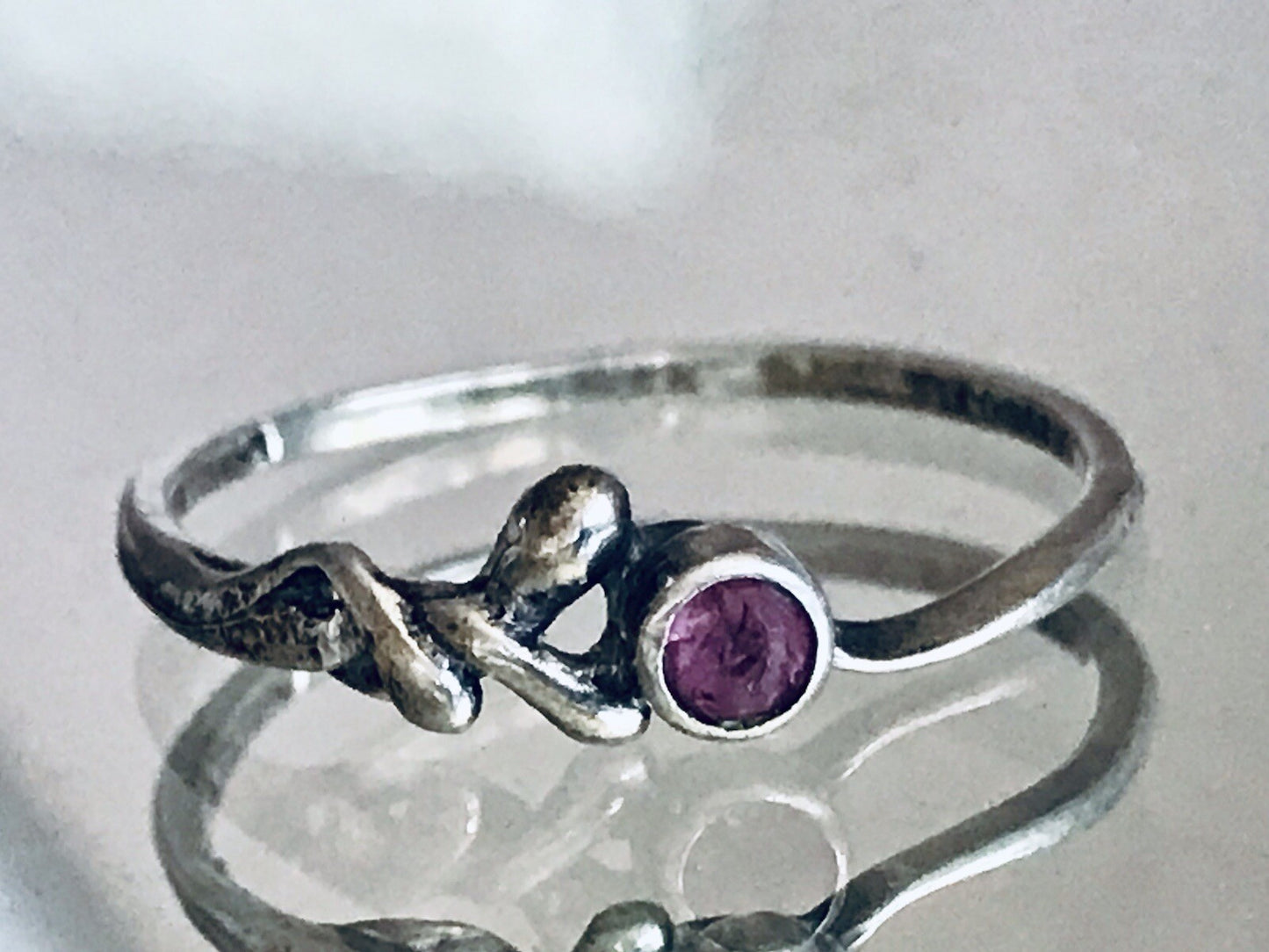 Antik? Vintage Damen filigran Ring lila Stein Silber 835 Gr.56 17,8