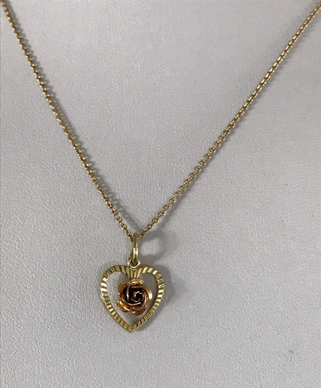 vergoldete 925 Silber Halskette mit vergoldetem Herz Rose Anhänger gold Farbe