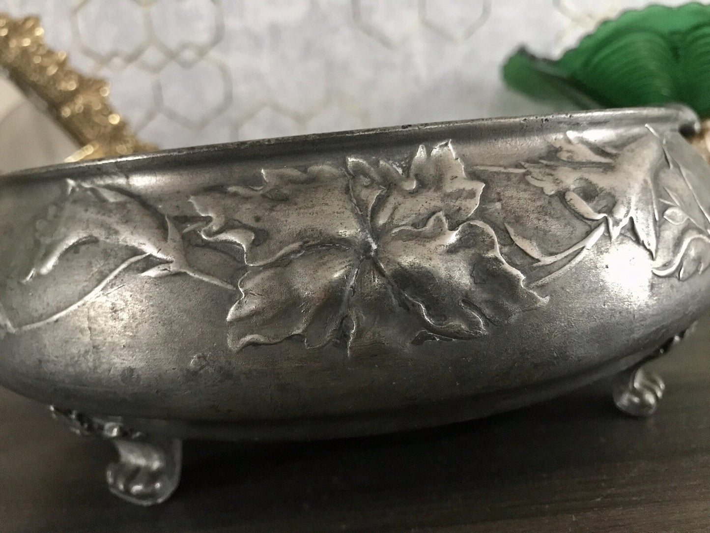 Antik Zinn Schale Hugo Leven Jugendstil ~1913 Kaiserzinn Jardiniere