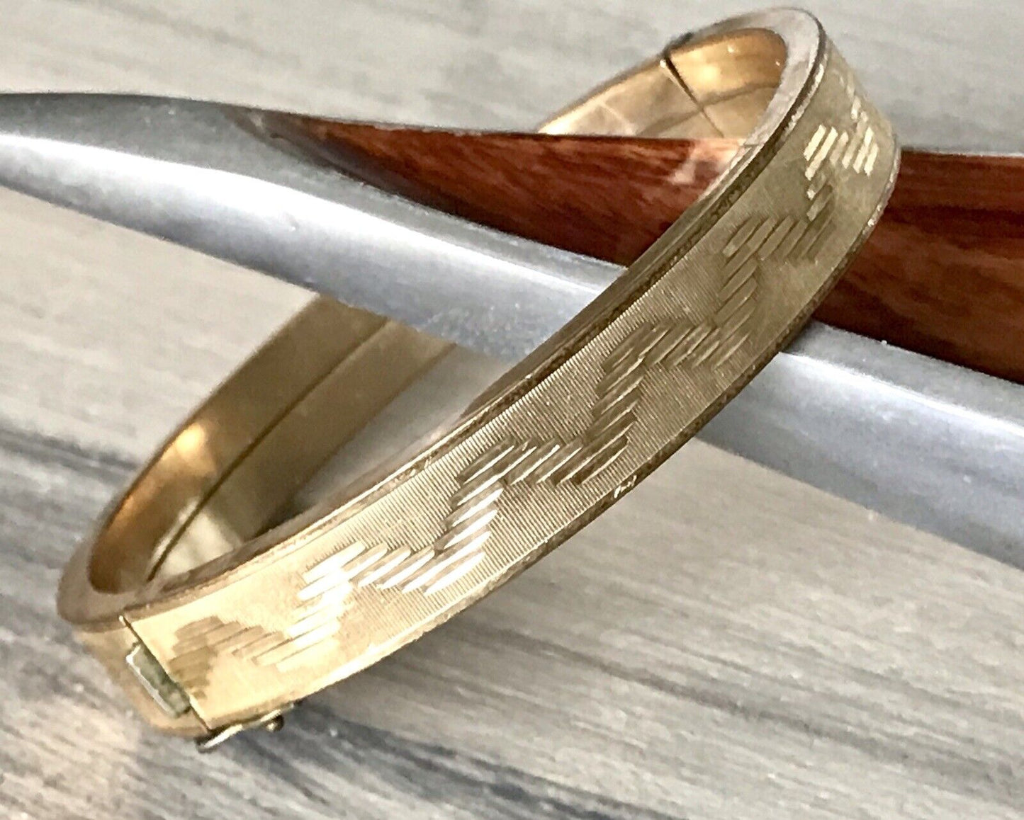 Antik Vintage Armband Armreif Klapp- Armspange Amerik. Doublè vergoldet gold