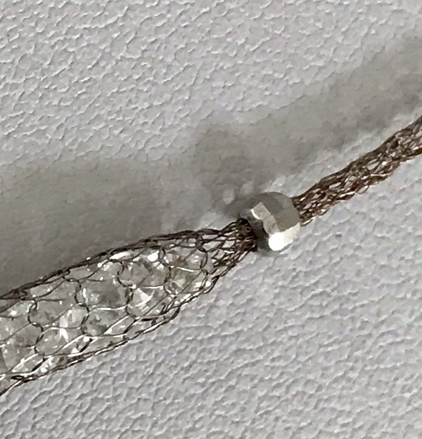 Alt Vintage Edel Gold 333 Gold & 925 Silber Collier Halskette Goldnetz Steine