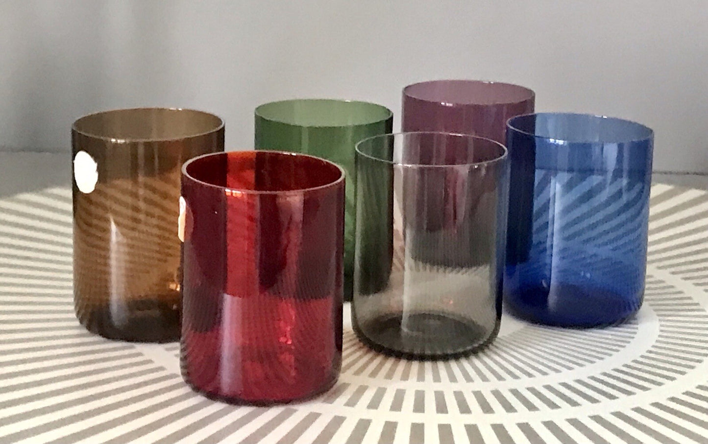 Vintage 60er Jahre 6 Schnapsgläser Gläser buntes Glas Rauchglas