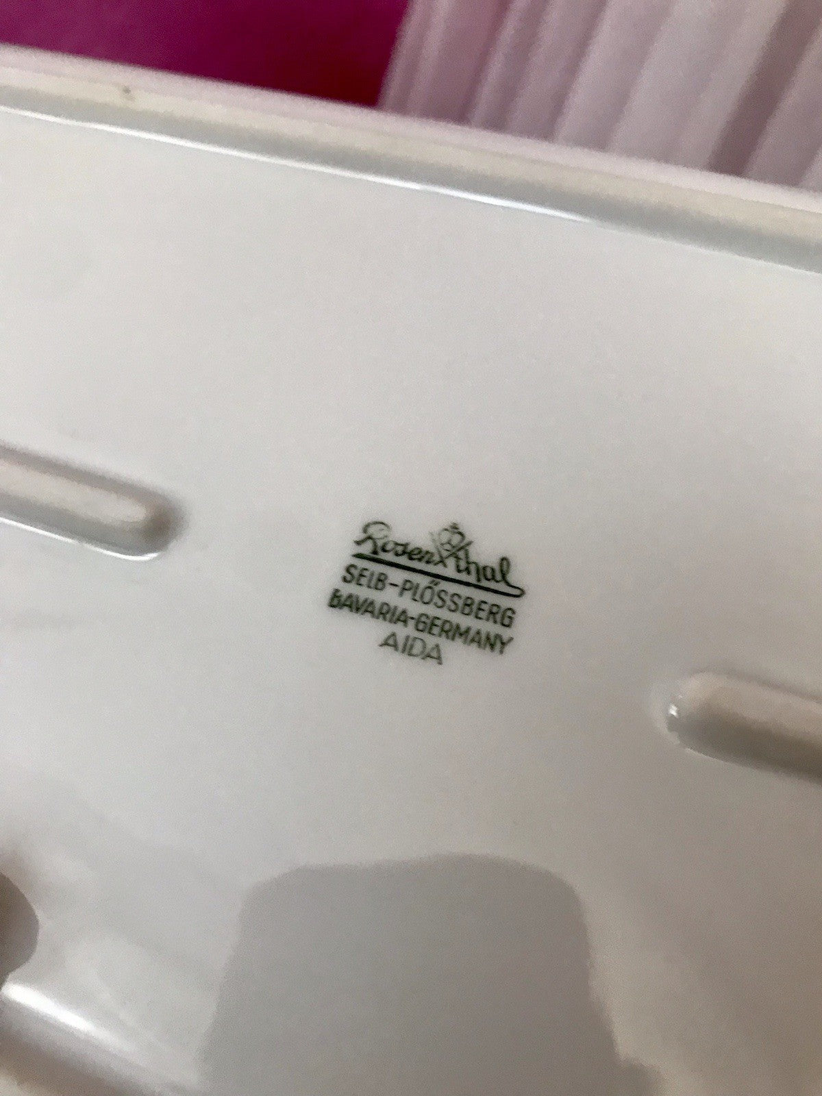 Porzellan längliche Kuchenplatte für Kastenkuchen Aida Rosenthal weiß