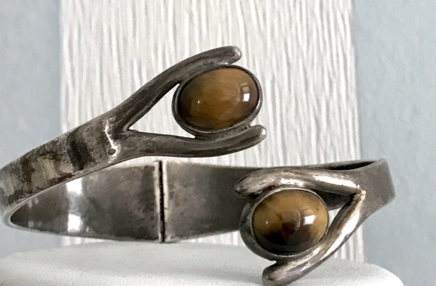 Vintage Set Halsreif Armspange Armband Collier 925 Silber Halskette Tigerauge