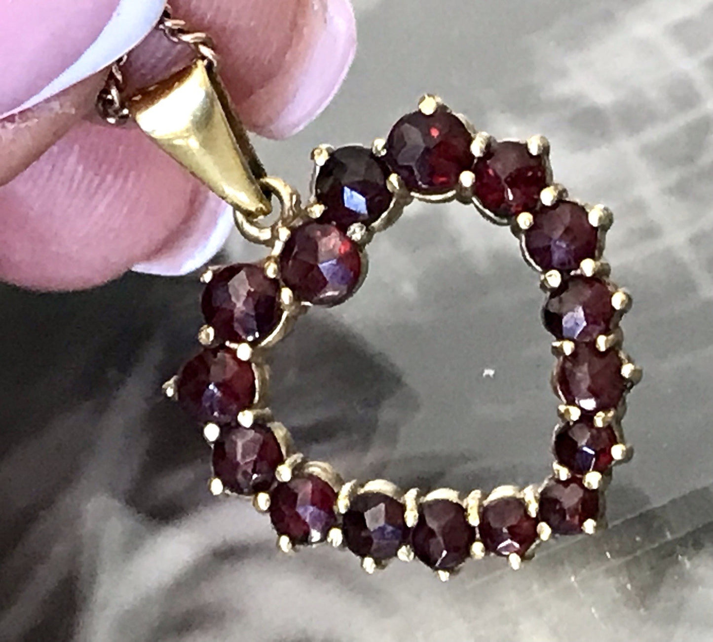 Antik Herz Anhänger 250er Gold Normgold Granate Granatschmuck Kettenanhänger