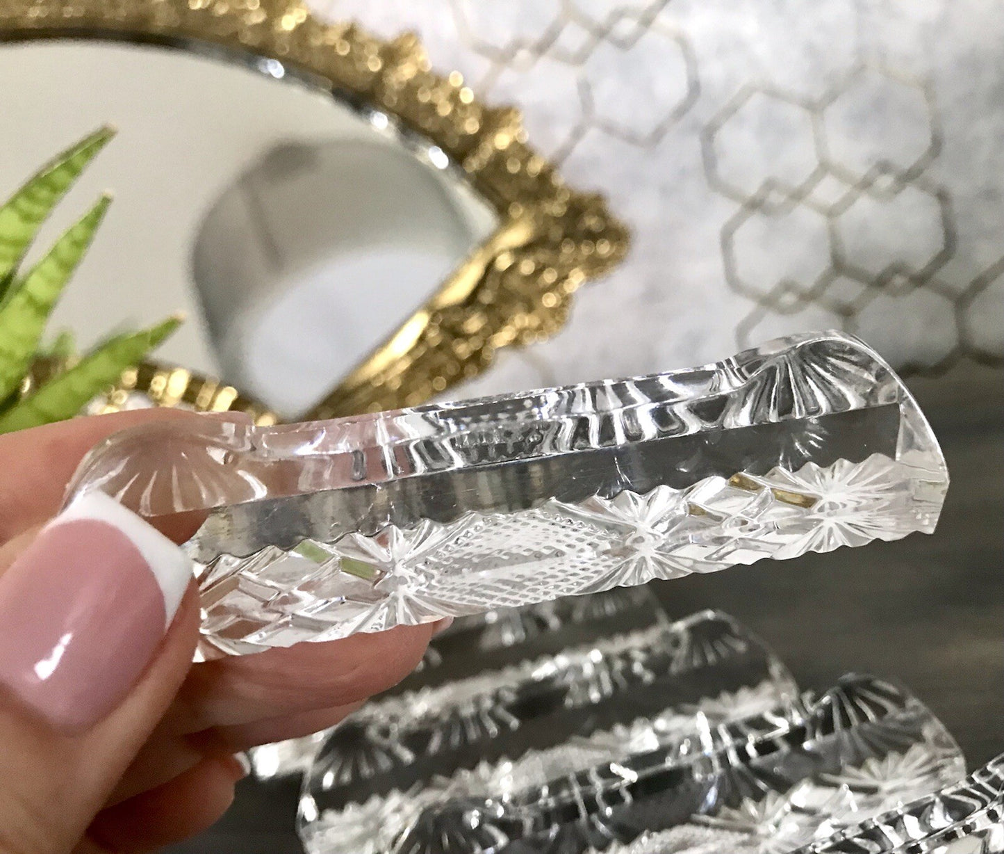 Alt antik? 6 Art Déco Messerbänkchen Kristallglas Glas EDEL Schliff