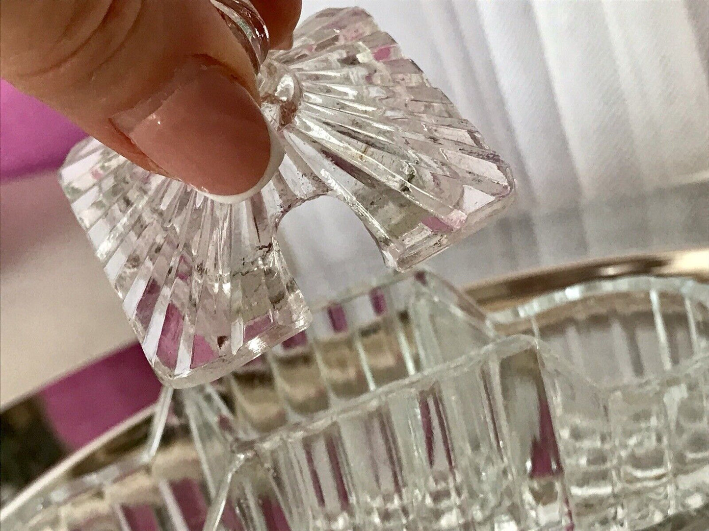 Antik Art Déco Pressglas Salz & Pfeffer Menage Saliere Gewürzständer Glas
