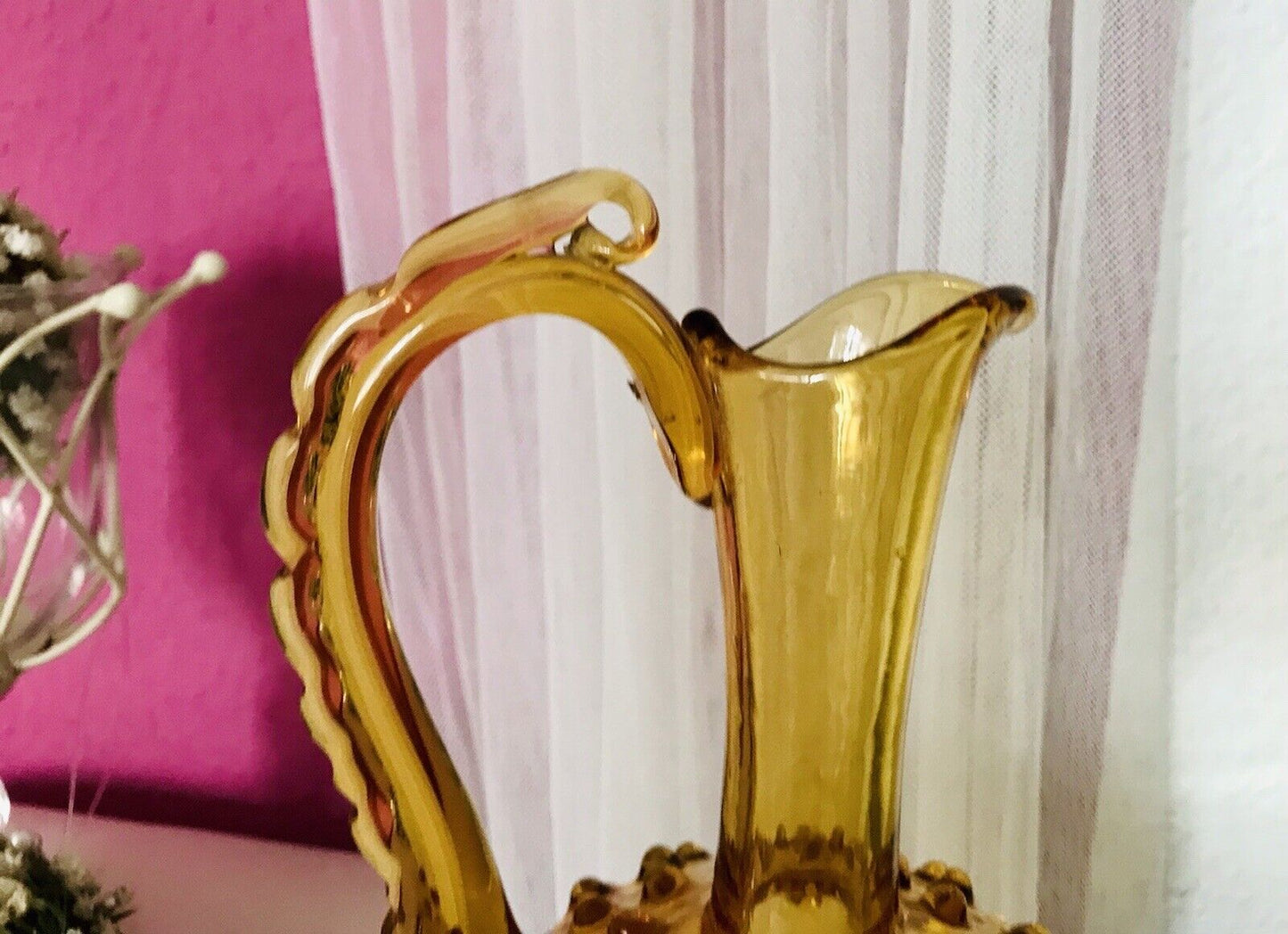Murano Barovier Tosso ? 60er Karaffe Kanne Vase Glas Gelb Noppen Dubben Abriss