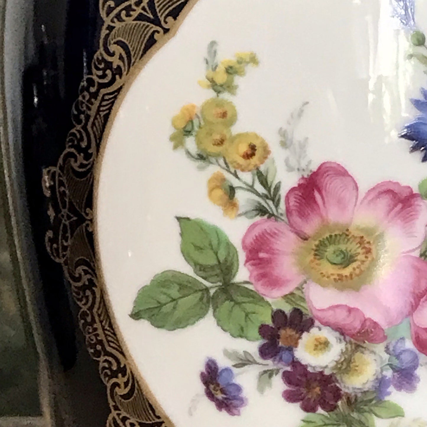 Vintage Alt 1 Porzellan Prunkvase Vase Echt Kobalt blau bunt Weimarer Porzellan