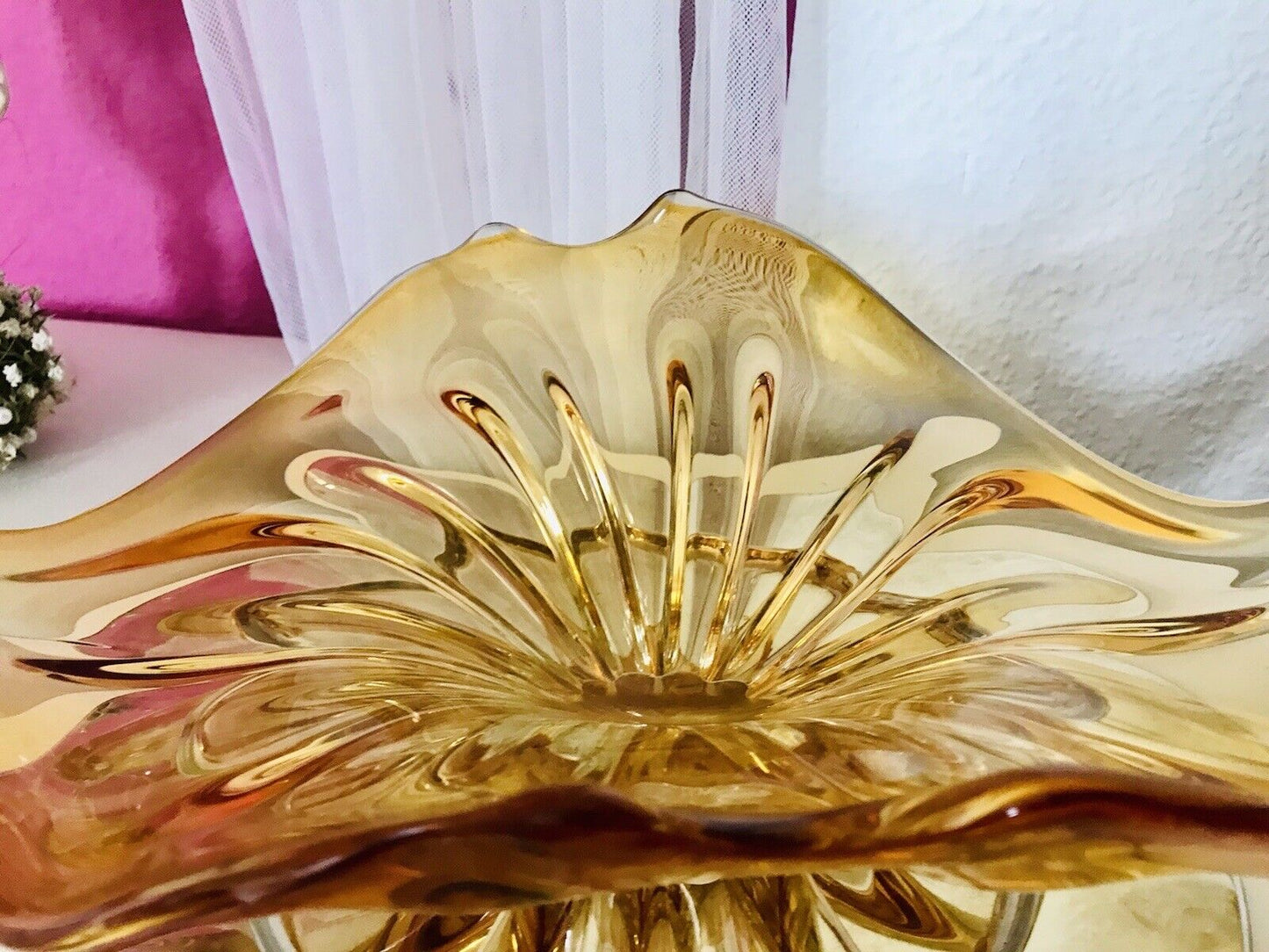 Vintage GROß 60er Somerso Murano Schale Glas Gelb Überfangglas Erscheinung