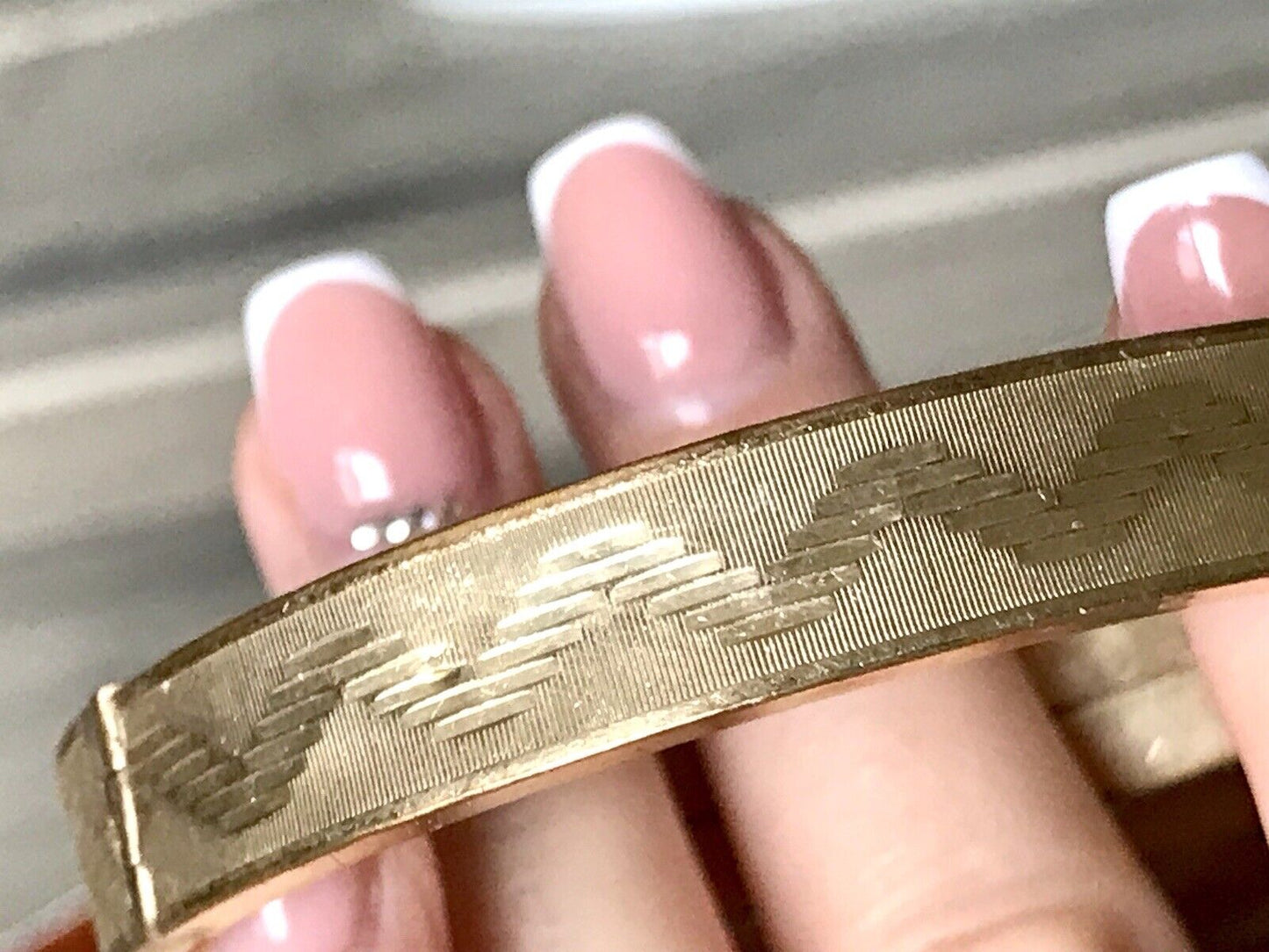 Antik Vintage Armband Armreif Klapp- Armspange Amerik. Doublè vergoldet gold