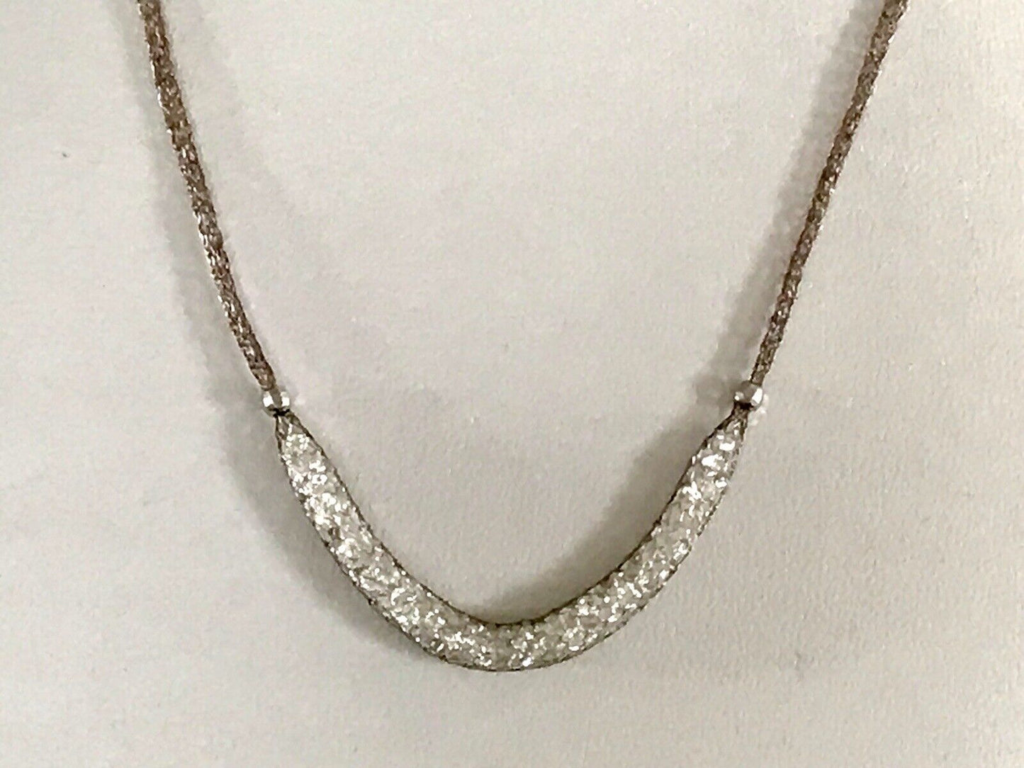 Alt Vintage Edel Gold 333 Gold & 925 Silber Collier Halskette Goldnetz Steine