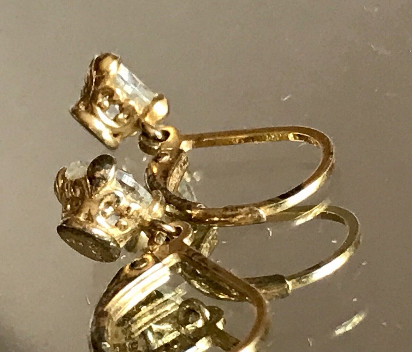Vintage Ohrringe Ohrstecker DAMEN Silber vergoldet gold farblose Steine