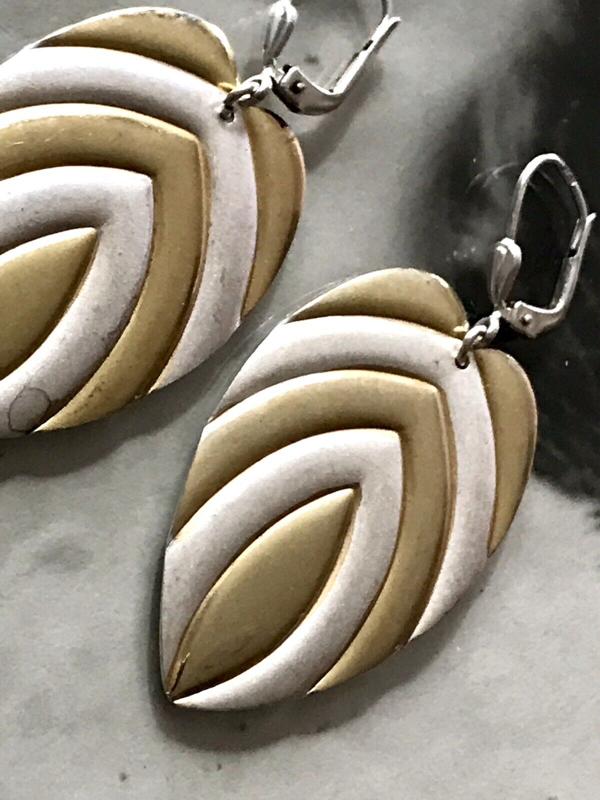 Vintage Ohrhänger Ohrringe Blätter Hänger DAMEN Silber vergoldet SUPER Design