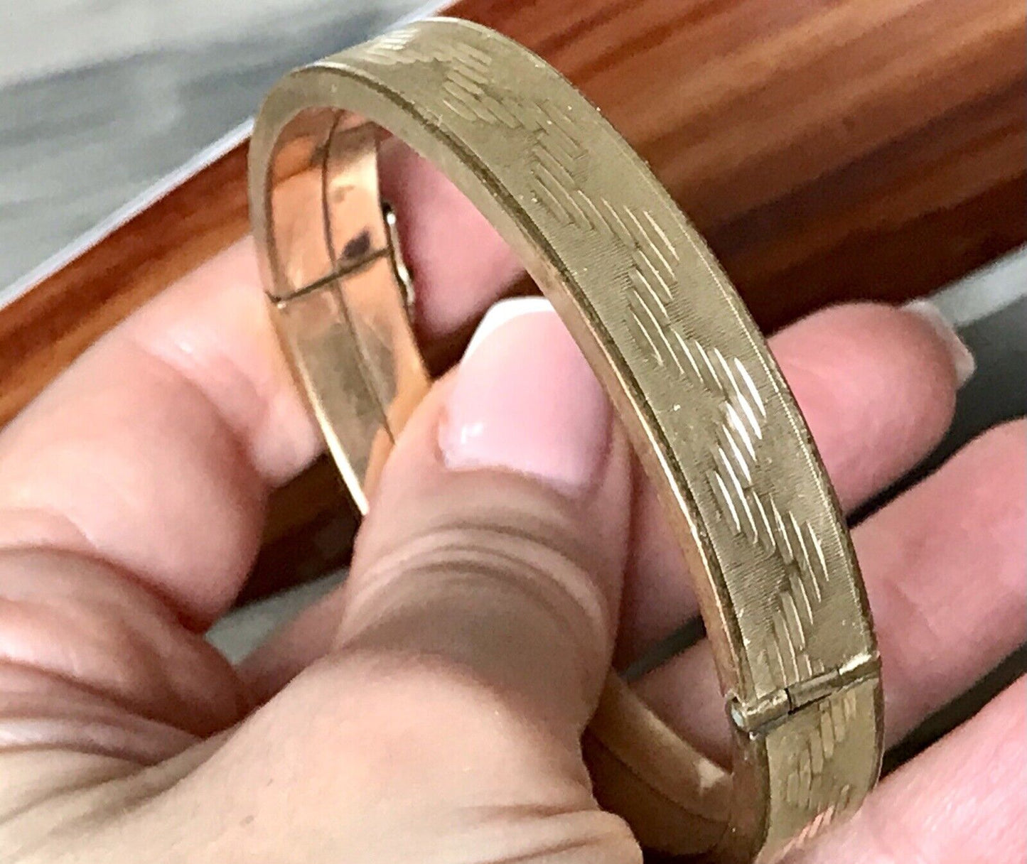 Antik Vintage Armband Armreif Klapp- Armspange Amerik. Doublè vergoldet gold