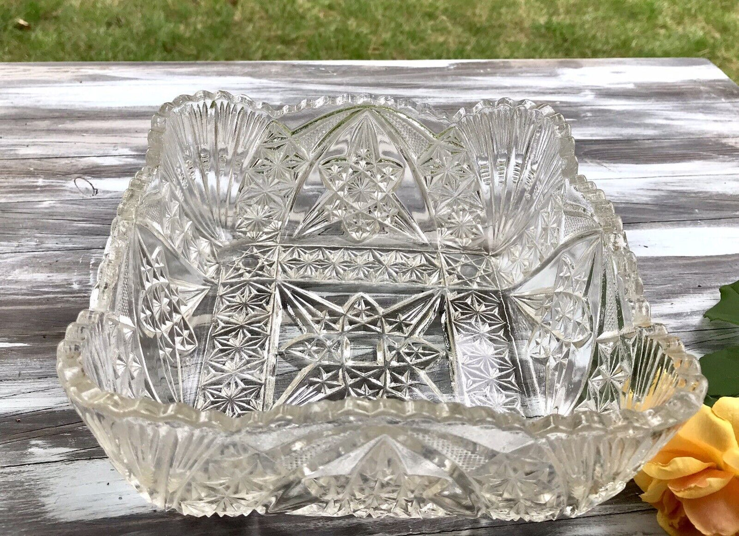 Antik Jugendstil Brockwitz 1915 Pressglas Schale viereckig Zürich Glas So Schön!
