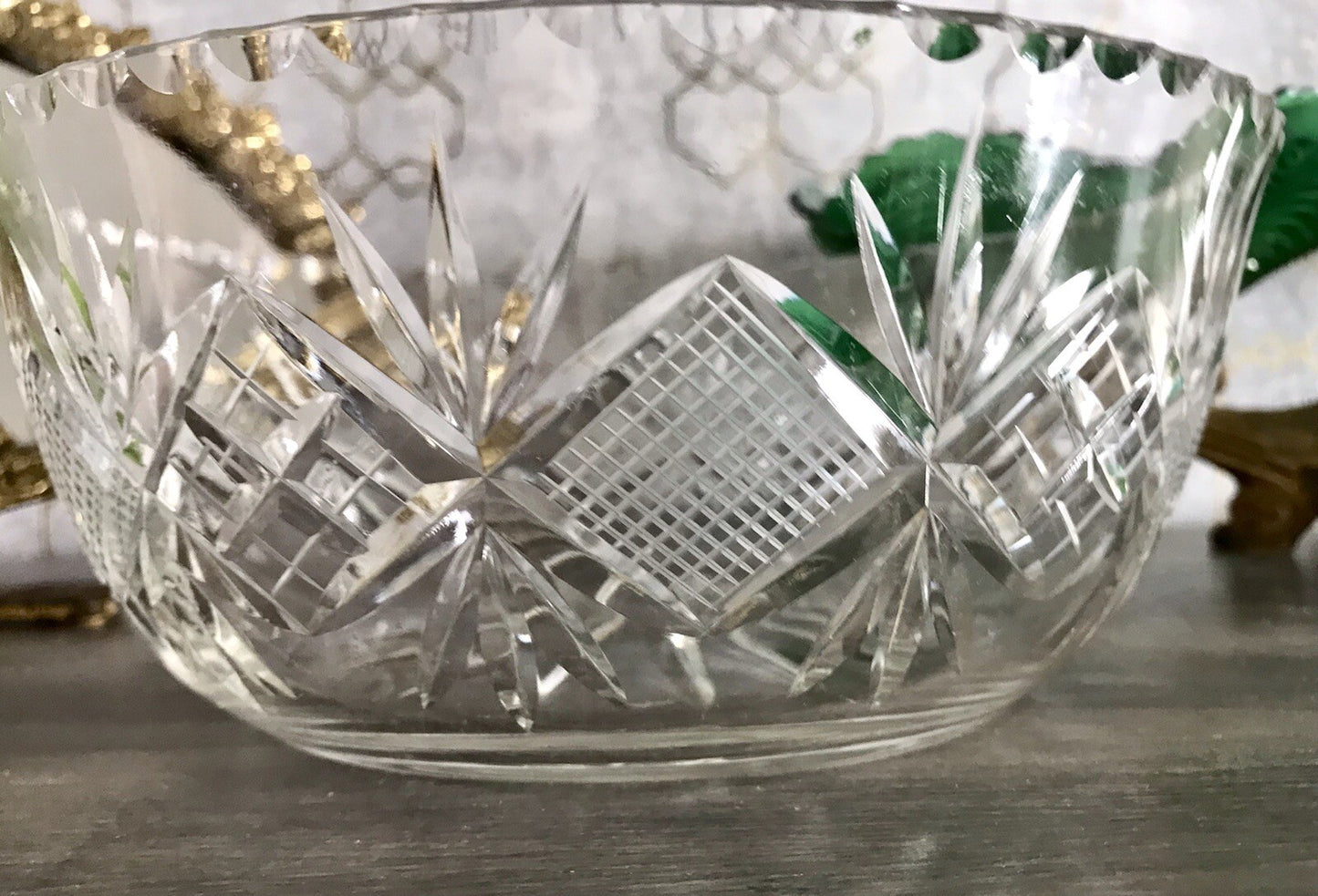 Antik Bleikristall Schale Glasschale Kristallglas Glas edel Salatschale Schlif
