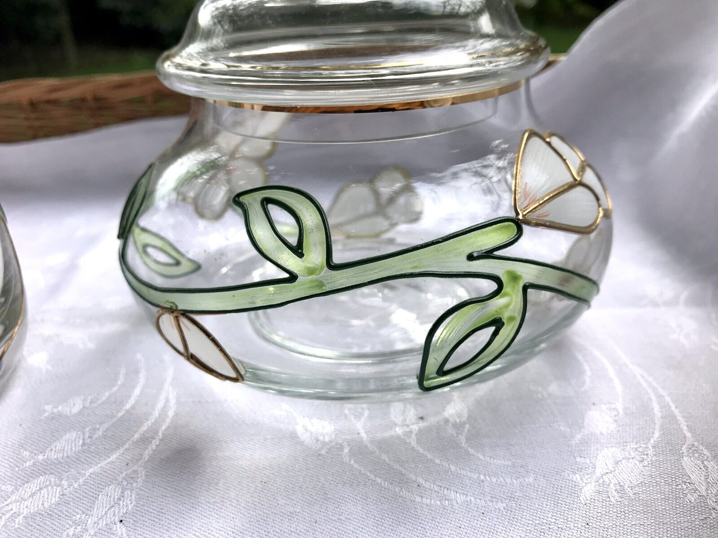 Nagel 2 Glasdose Bonboniere Gefäß Glas Konfitüre Marmeladen Dose Tiffany Optik