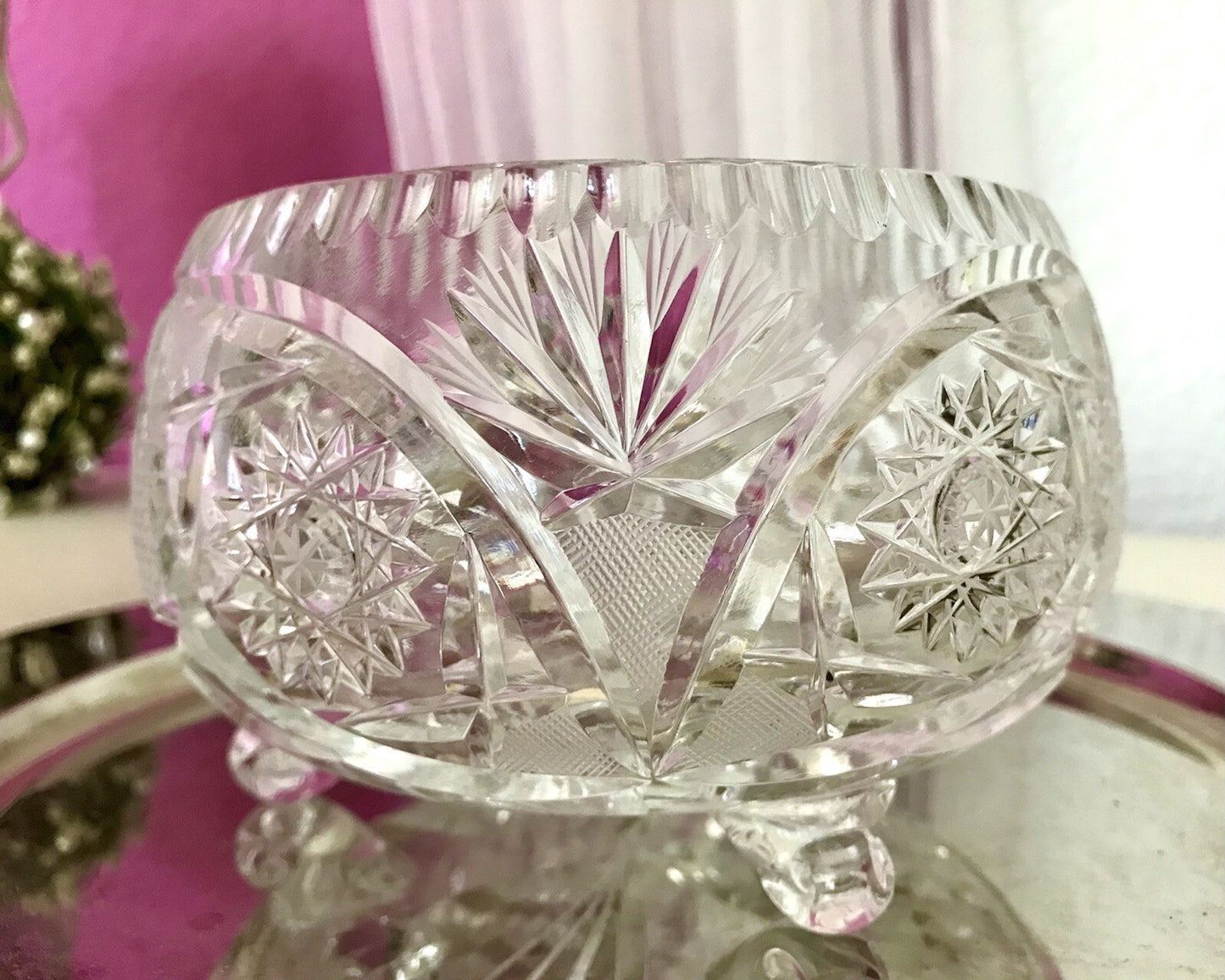 Alt Vintage Bleikristall Bonboniere Schale Glas edel Kristallglas PRL Polen