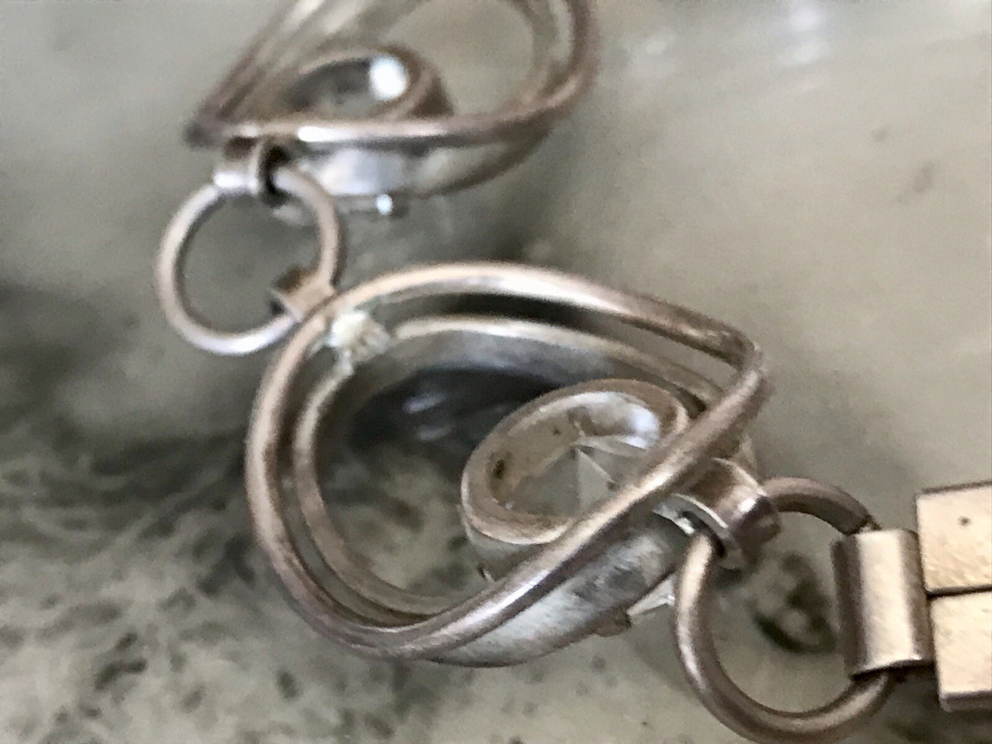 Alt Vintage 60er Armband 835 Silber farblose Steine wunderschön!