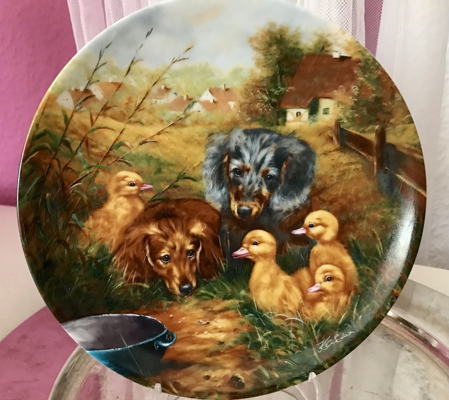 Porzellan Wandteller Zierschale Teller Seltmann Heitere Tiergeschichten 1991