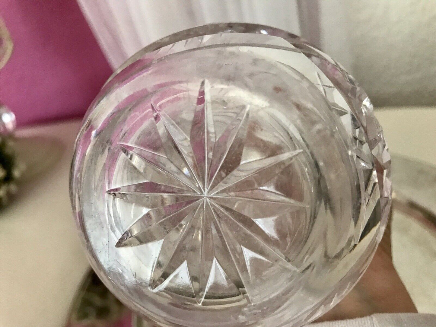Antik Alt Karaffe Rumflasche Kristallglas Bleikristall geschliffen So SCHÖN