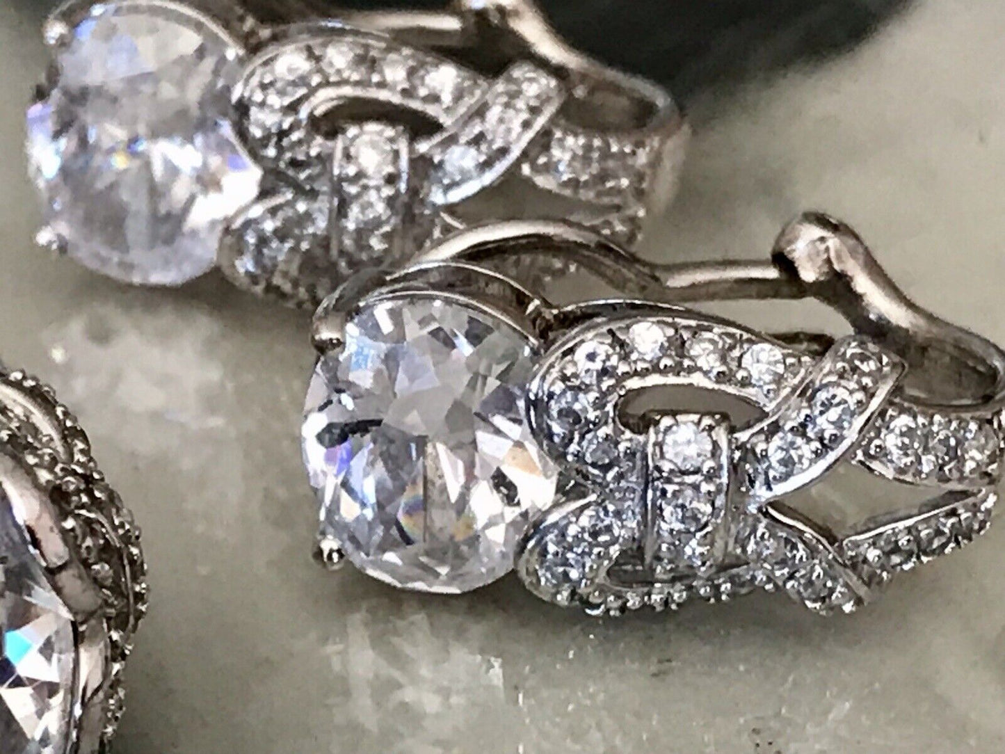 Edel Schmuck Set DAMEN RING & Ohrringe Silber 925 Gr.63 Steine Cubic Zirkonia