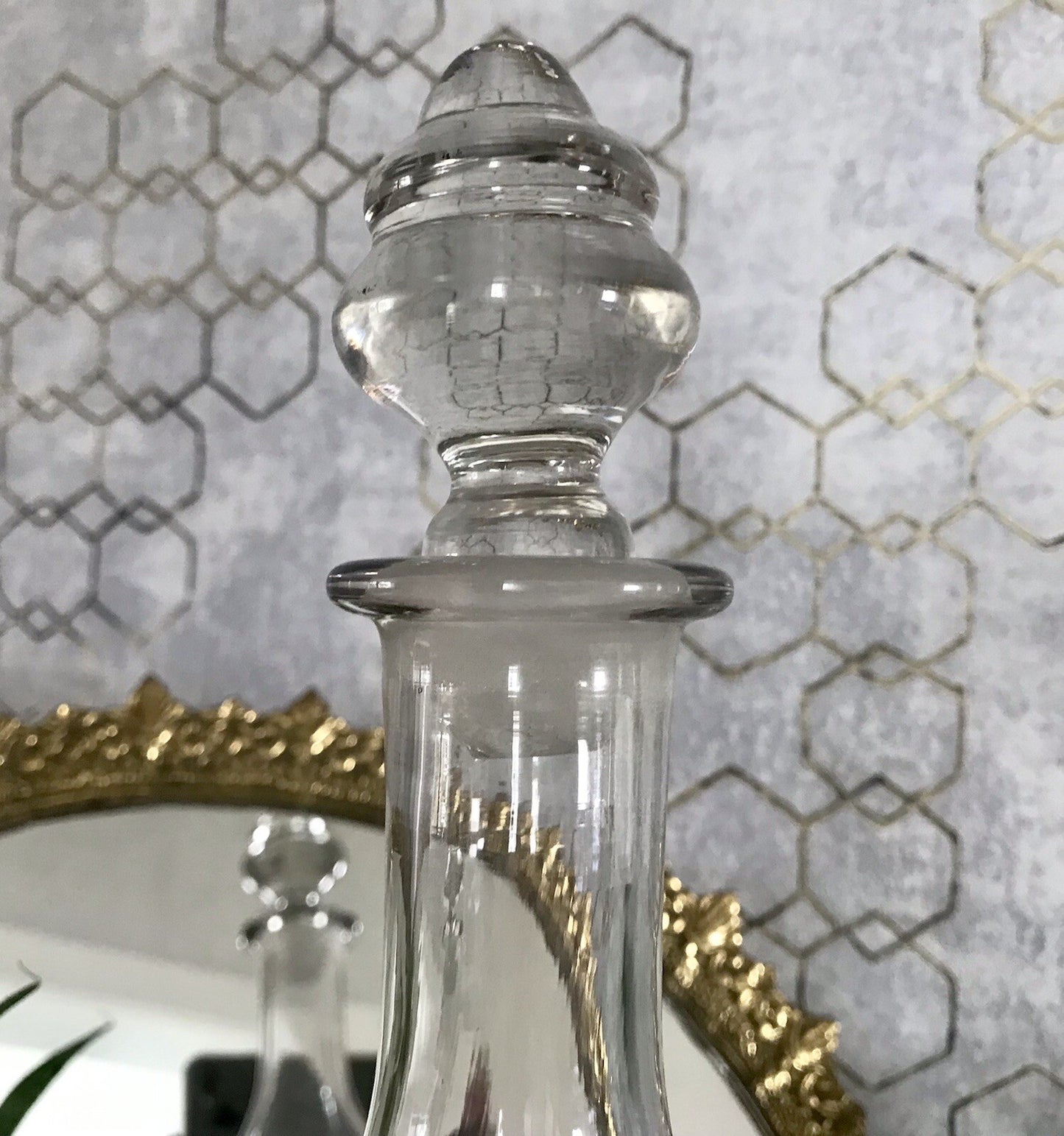 Antik Vintage Glaskaraffe Karaffe Zier- Schliff