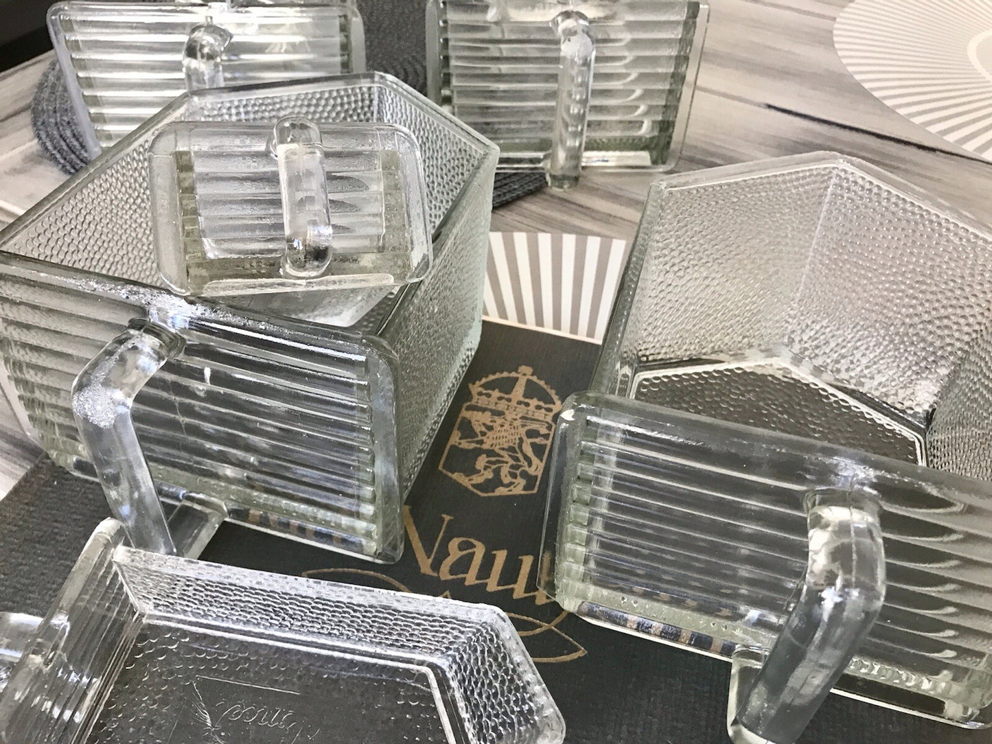 Antik 8 Art Déco Vintage Schütten Glas Pressglas Ponce Vorratsgefäße