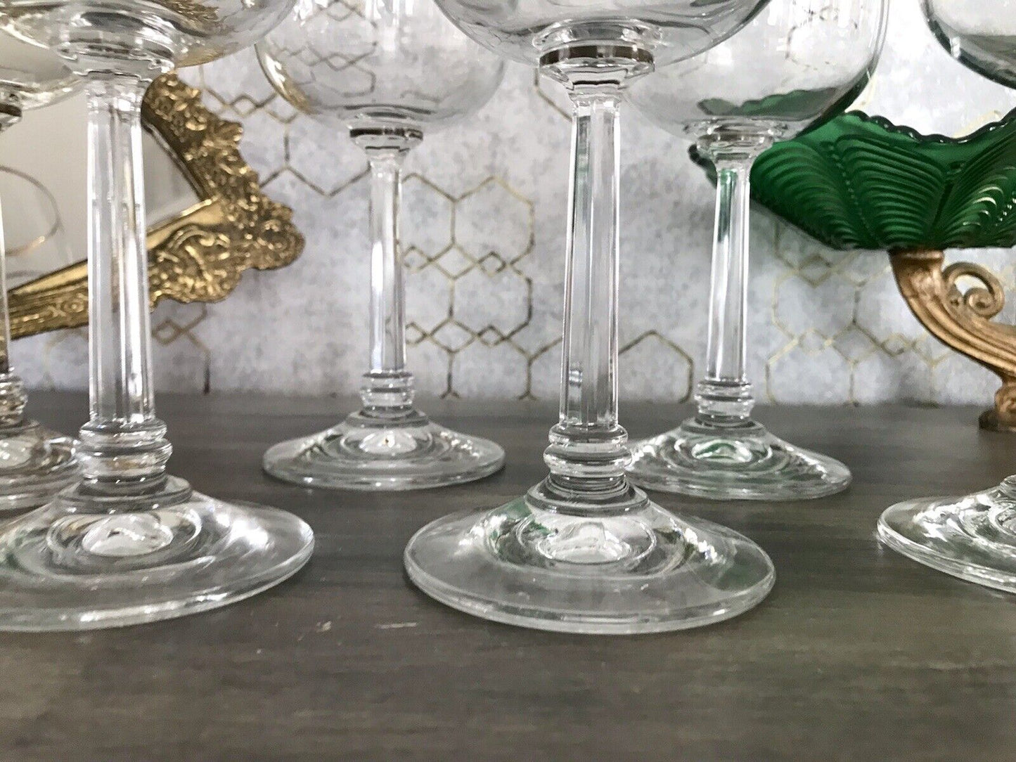 Art Déco Stil 6 Gläser Weingläser Weißweingläser Glas Goldrand Lausitzer