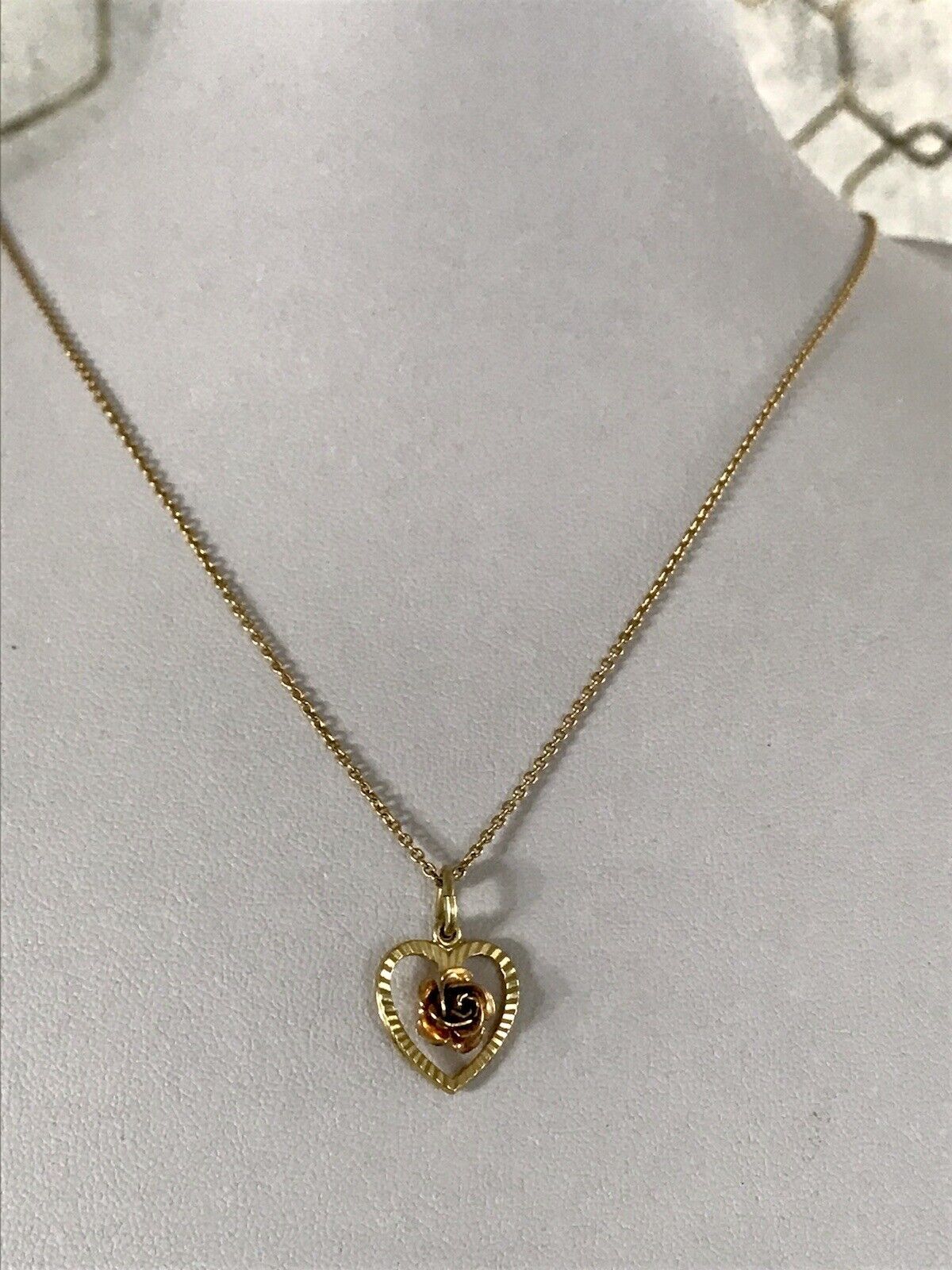 vergoldete 925 Silber Halskette mit vergoldetem Herz Rose Anhänger gold Farbe