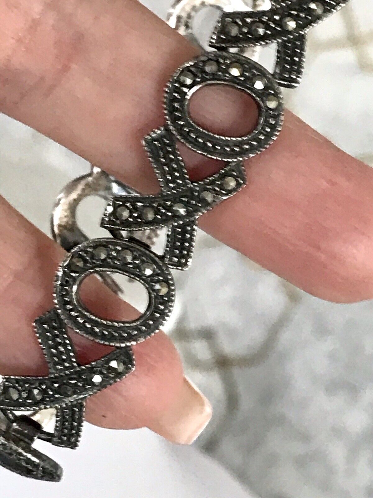 Vintage faszinierendes Armband XO Markasite Silber WOW