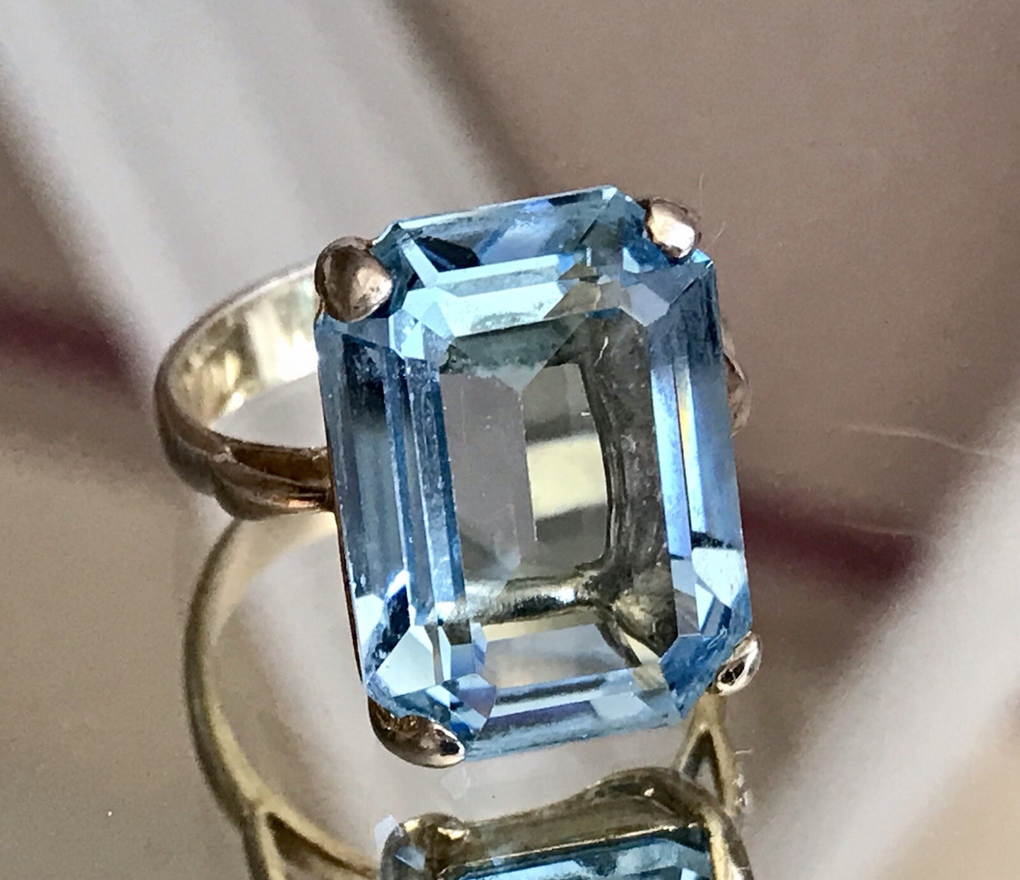 Vintage alt Damen Ring blauer Stein Silber vergoldet 925 Gr.59 18,8 wunderschön!