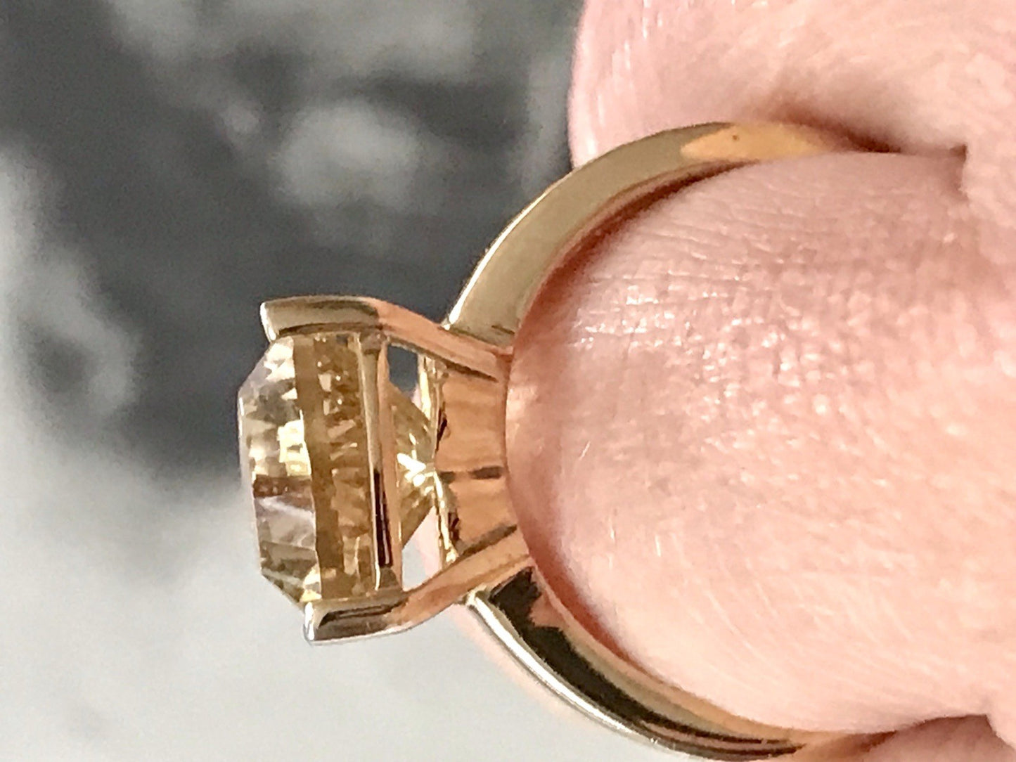 Vintage Ring Citrin? gelber Stein 925 Silber vergoldet Gr.57 18,1