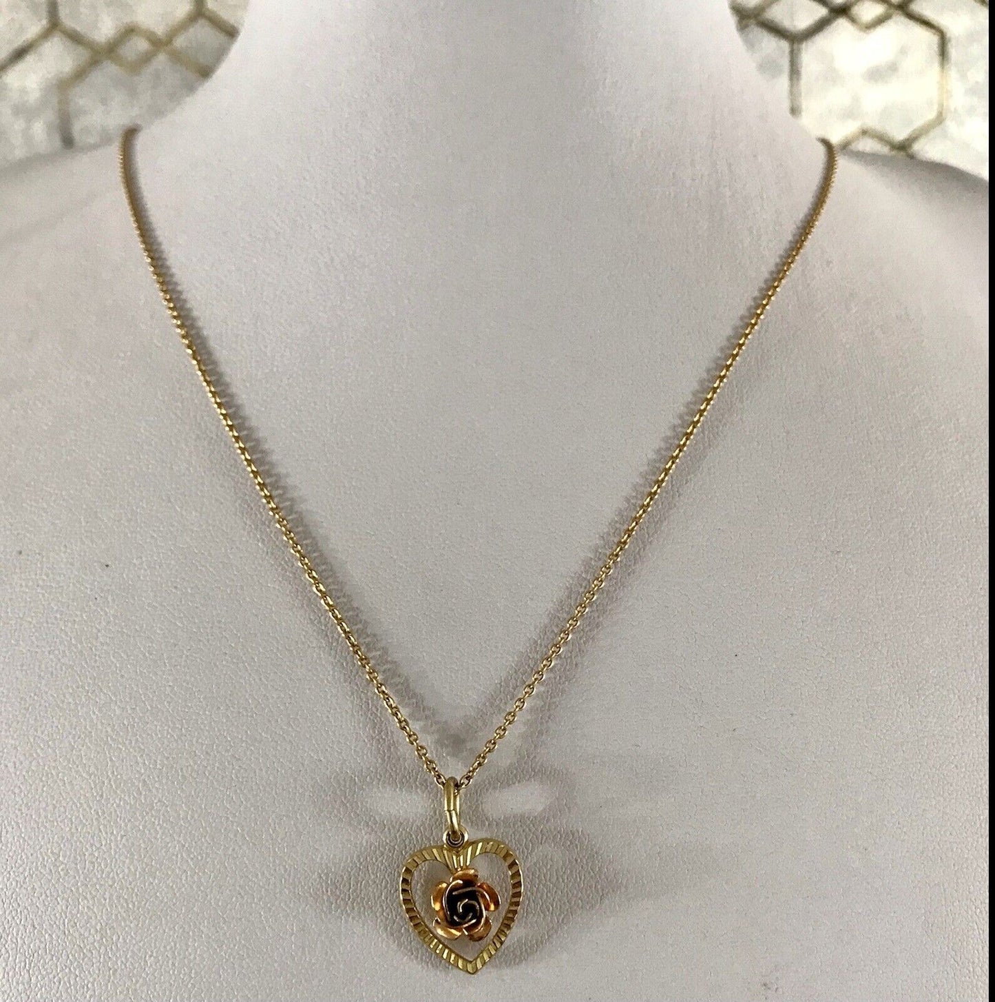 vergoldete 925 Silber Halskette mit vergoldetem Herz Rose Anhänger gold Farbe