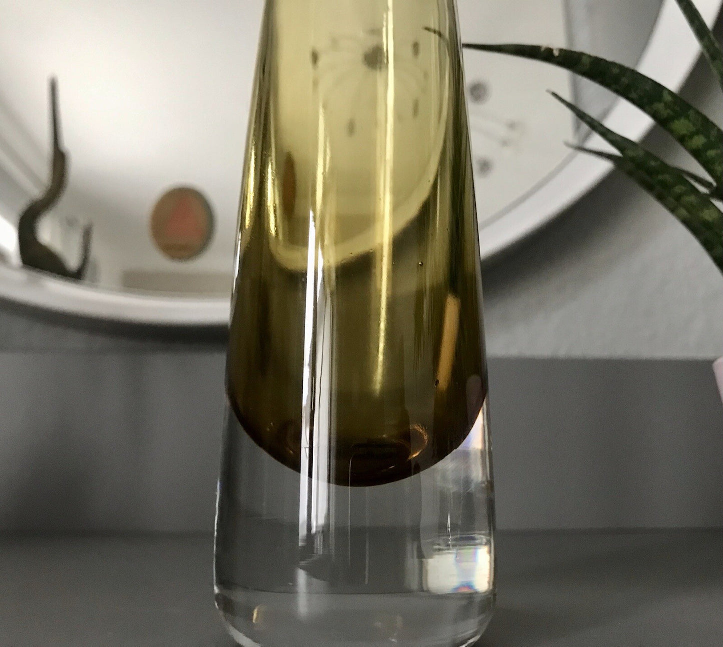 Vintage Design Glasvase Glas gelb Vase MidCentury Kosta Boda