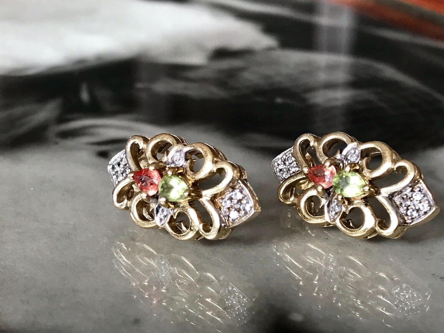 Cavill Ohrringe Ohrstecker DAMEN Silber vergoldet gold Vintage Stil Edelsteine