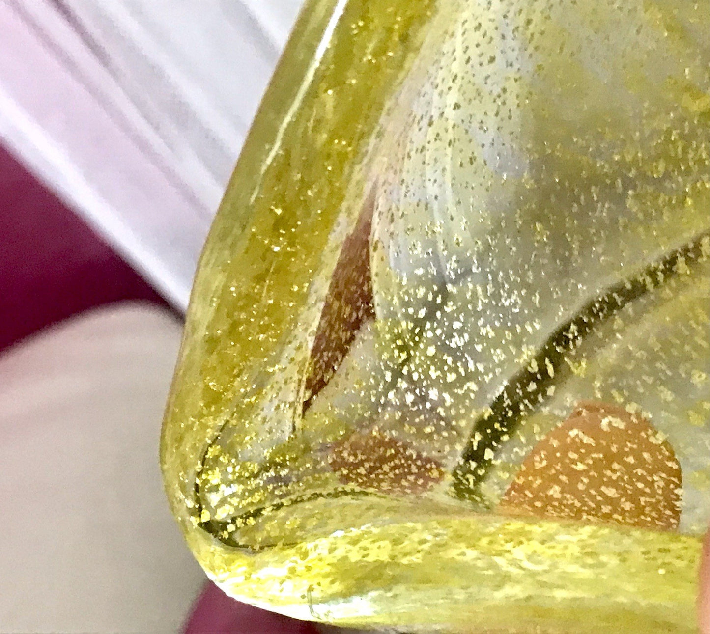 Murano 60er 70er Jahre Aschenbecher Schale Glas gelb So Schön! schillernd