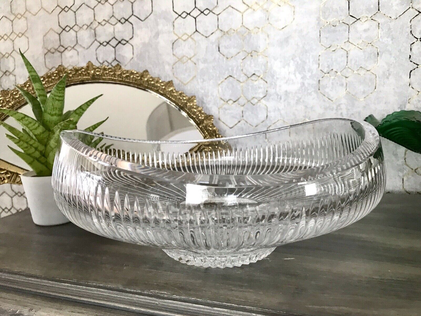 Vintage EDEL Bleikristall Schale Glasschale Kristallglas Glas Groß Schliff