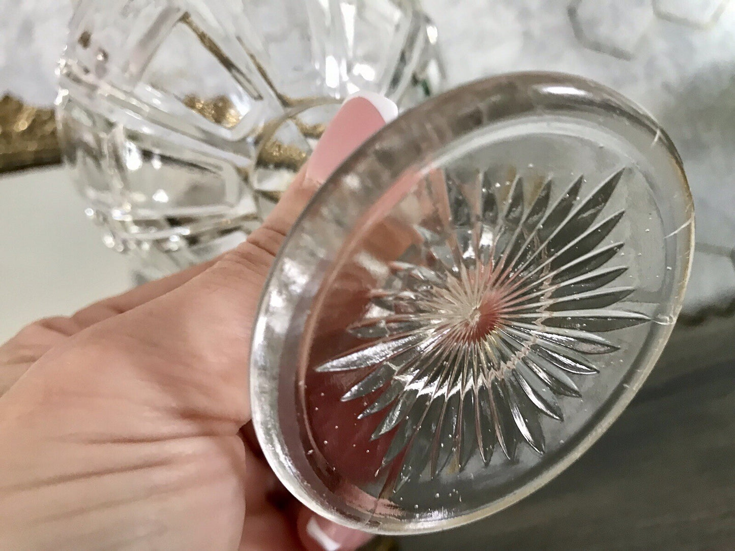 Antik Jugendstil Art Déco Pressglas Glas Fußschale Schale Zuckerschale