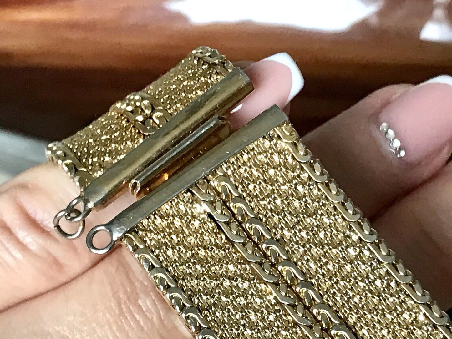 Vintage breites Teppicharmband Armband vergoldet Amerik. Doublè