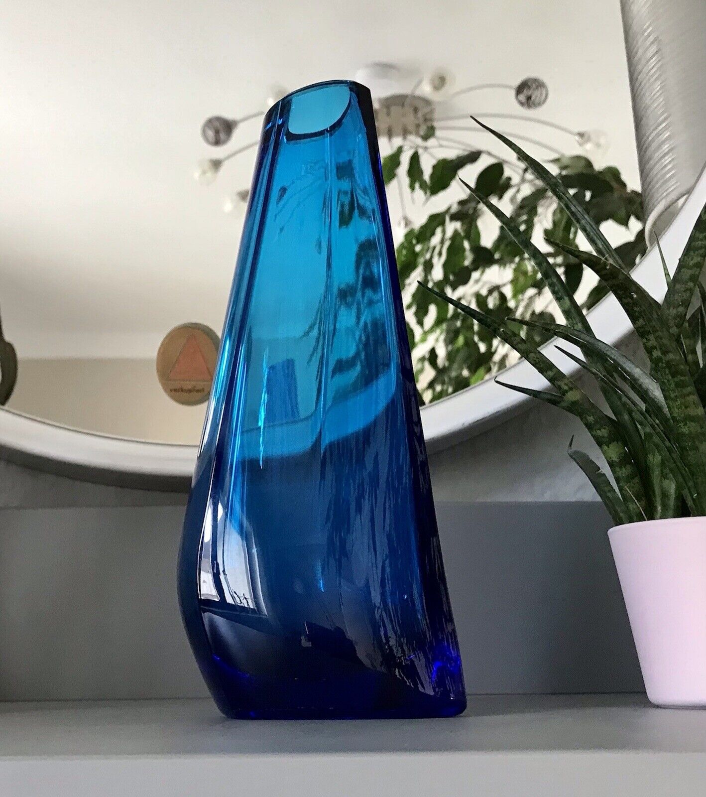 Murano ? Vintage 60er Glasvase Vase Blau Kristallglas Edel Schwangere Elke