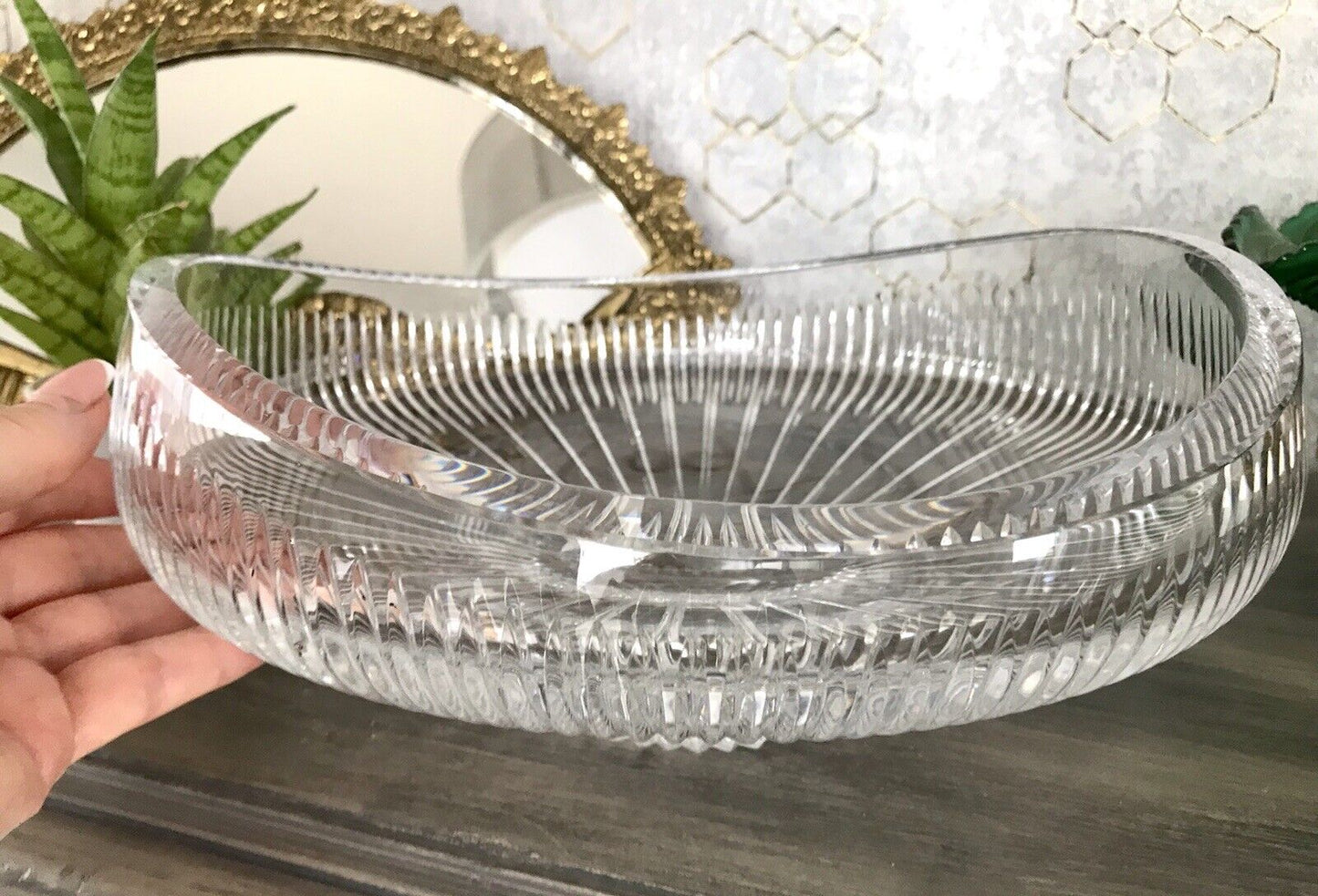 Vintage EDEL Bleikristall Schale Glasschale Kristallglas Glas Groß Schliff