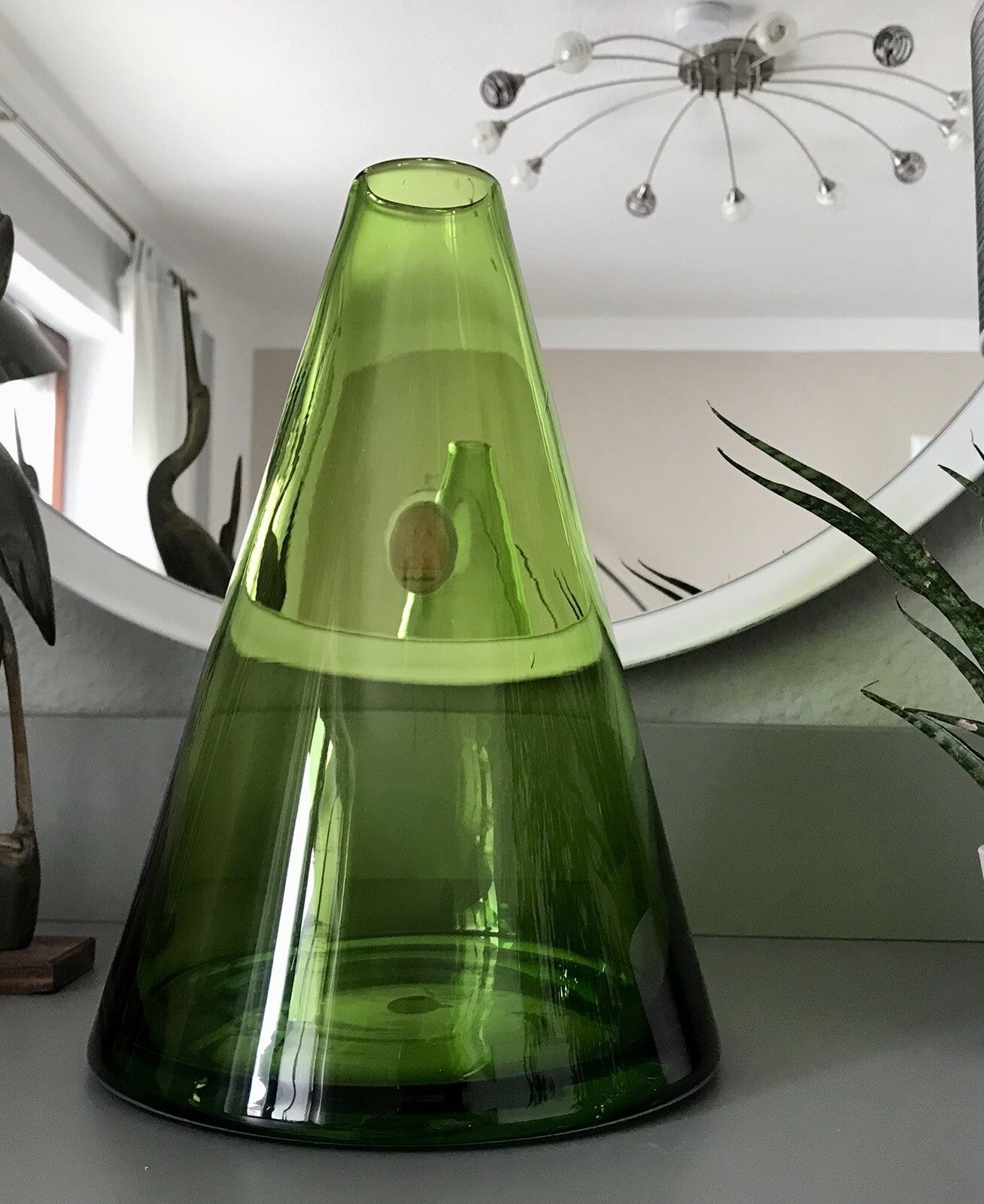 Große kegelförmige Vase Glasvase grün SCHÖN