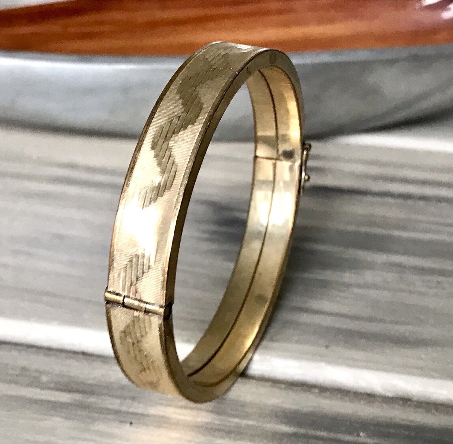 Antik Vintage Armband Armreif Klapp- Armspange Amerik. Doublè vergoldet gold