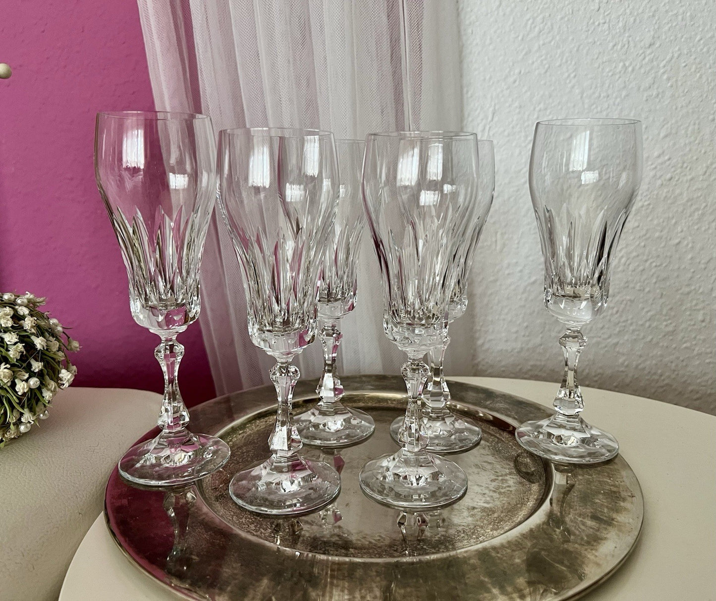 Vintage Edel 6 EDEL Champagner Sektflöten Sektgläser Glas Kristallglas