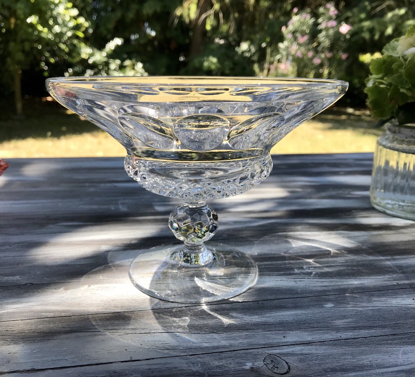 Alt Vintage Bleikristall Schale auf Fuß Glasschale Kristallglas Glas Edel